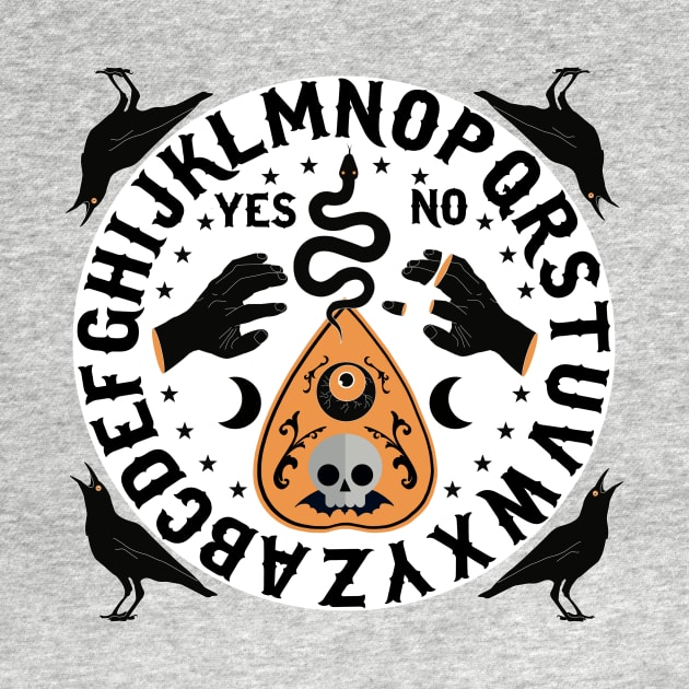 Orange And Black Modern Ouija Board With Ravens by LittleBunnySunshine